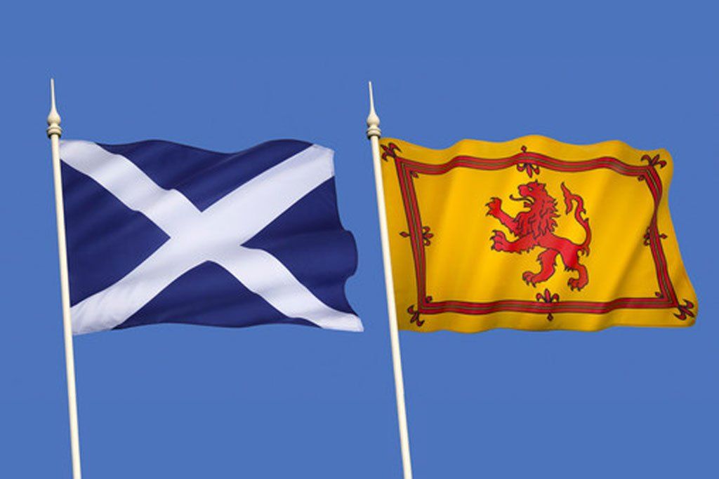 Saltire flag and Lion Rampant flag